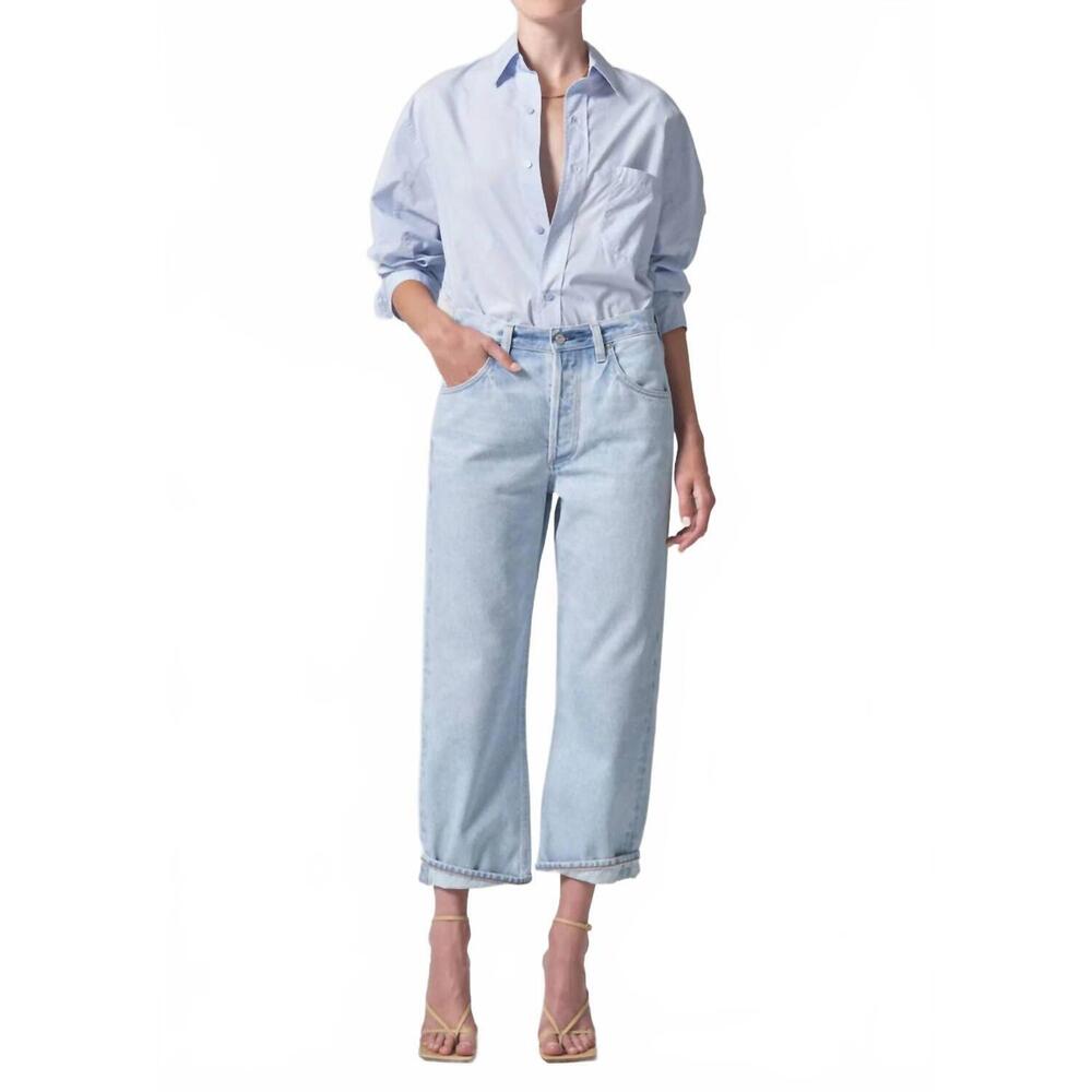 NEW CITIZENS OF HUMANITY dahlia bow leg baby roll jeans in frequency
